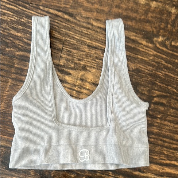 Gray Ribbed Crop Top - Picture 2 of 3